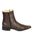 El Besserro Men's Premium Goat Leather Ankle Boot with Zipper - Made in Mexico - Brown 45828