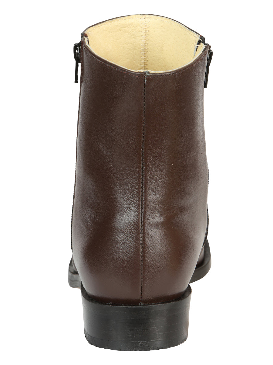 El Besserro Men's Premium Goat Leather Ankle Boot with Zipper - Made in Mexico - Brown 45828