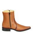 El Besserro Men's Leather Ankle Boot with Double Zipper - Made in Mexico - Brandy 45829