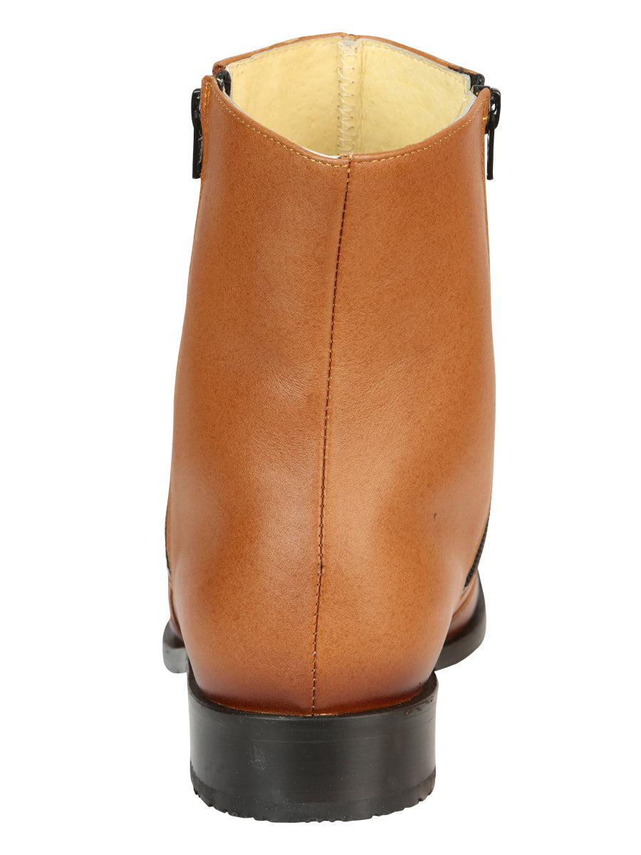 El Besserro Men's Leather Ankle Boot with Double Zipper - Made in Mexico - Brandy 45829