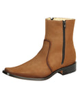 El Besserro Men's Leather Ankle Boot with Double Zipper - Made in Mexico - Nubuck Tan 45830