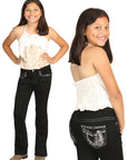 Girls Centenario Premium Bootcut Jeans -  Black Denim 45835