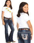 Girls Centenario Premium Bootcut Jeans -  Dark Blue Denim 45836