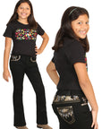 Girls Centenario Premium Bootcut Jeans -  Black Denim 45838