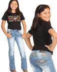 Girls Centenario Premium Bootcut Jeans -  Light Blue Denim 45840