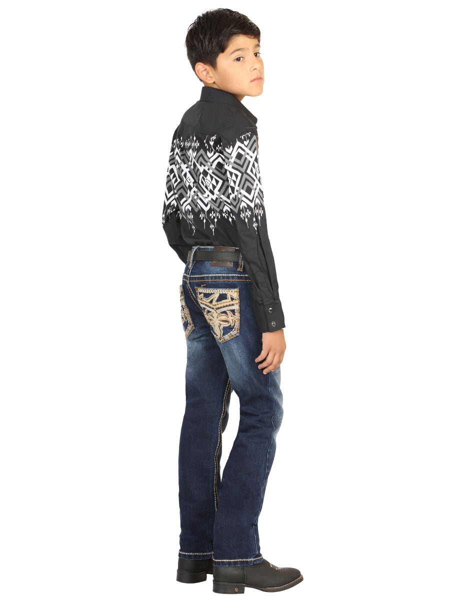 Boys Centenario Premium Bootcut Jeans - Medium Blue Denim 45842