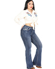 Women's Centenario Bootcut Denim Jeans- Dark Blue 45905