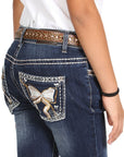 Girls Centenario Premium Bootcut Jeans -  Dark Blue Denim 45909