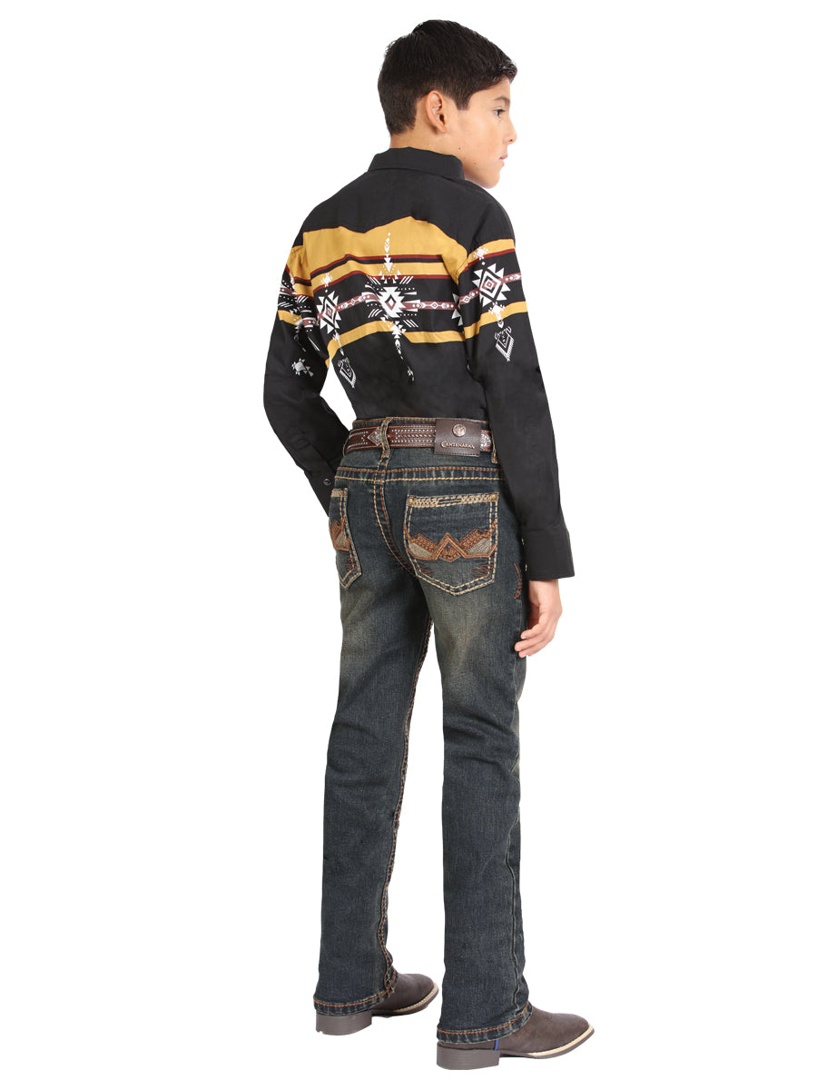 Boys Centenario Premium Bootcut Jeans - Tinted Green Denim 45911