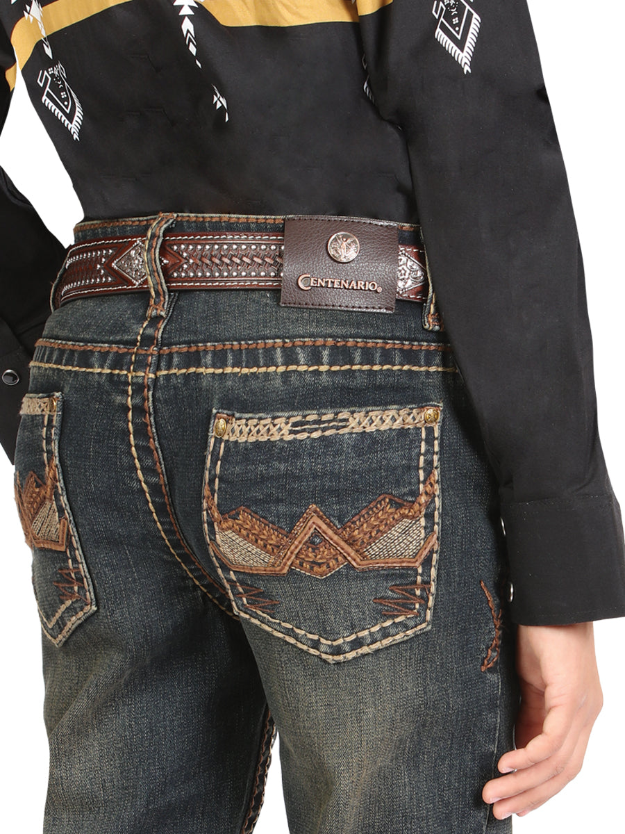 Boys Centenario Premium Bootcut Jeans - Tinted Green Denim 45911