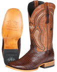Men's El General Western Boot Lizard Print Leather - Brown 45931
