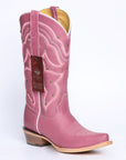 El General Women's Snip Toe Leather Cowboy Boot - Made in Mexico - Pink 45938