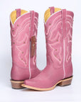 El General Women's Snip Toe Leather Cowboy Boot - Made in Mexico - Pink 45938