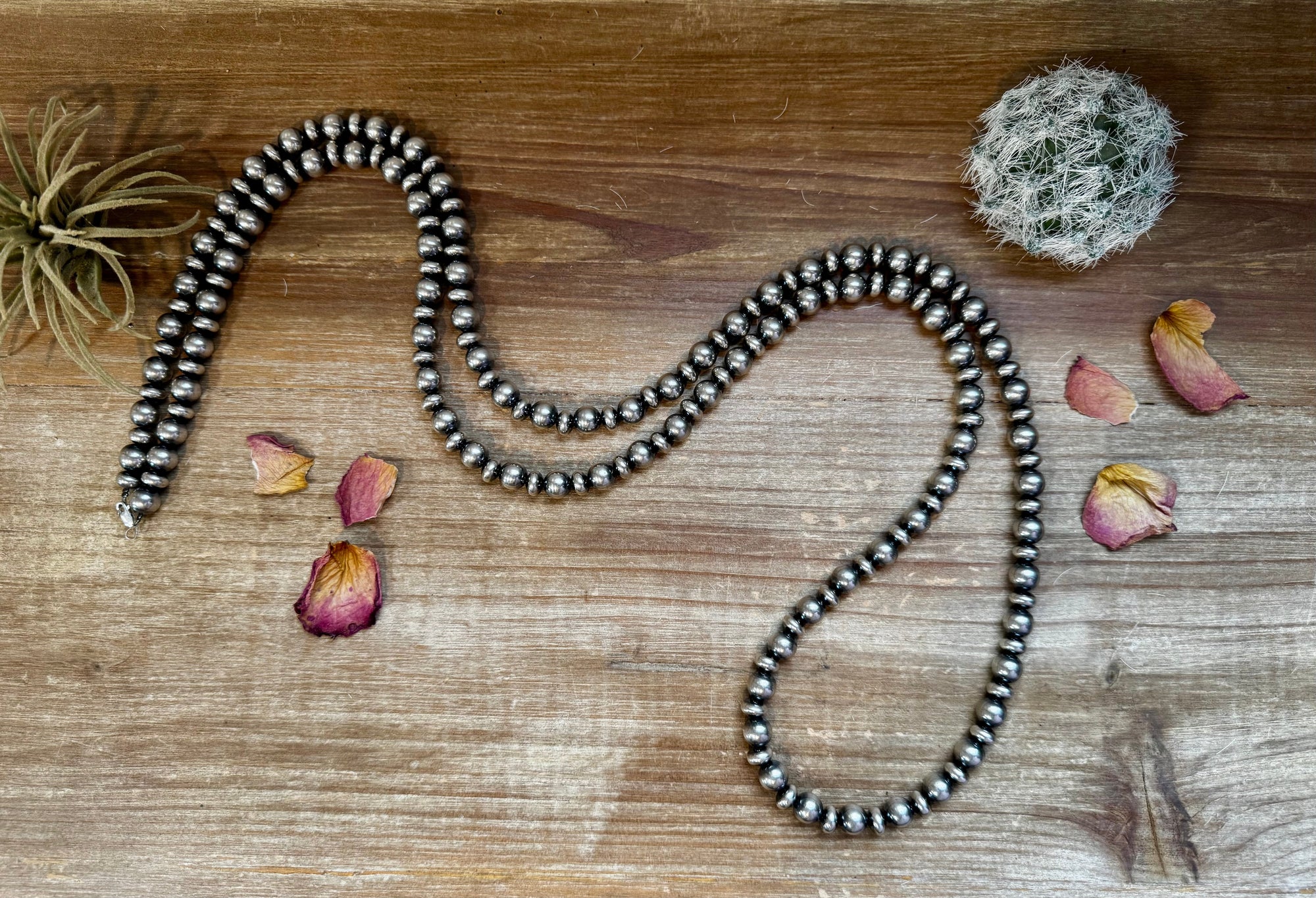 54 inch Necklace - 10 mm &amp; 10 mm saucer Sterling Silver Pearls