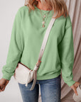 Solid Fleece Lined Drop Shoulder Terry Sweatshirt
