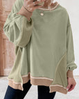Maelynn Waffle Patchwork Oversize Sweatshirt