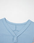 Stripe Patchwork Waffle Knit V-Neck Pullover