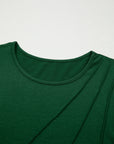 Solid Asymmetric Seam Long Sleeve Top