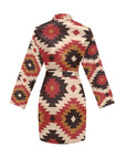 Colores de Mexico Santa Fe Aztec Women's Belted Satin Feel Dressing Lounge Robe
