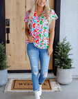 Ruthie Print Short Sleeve Blouse