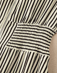 Stripe V-Neck Zip Front Midi Dress