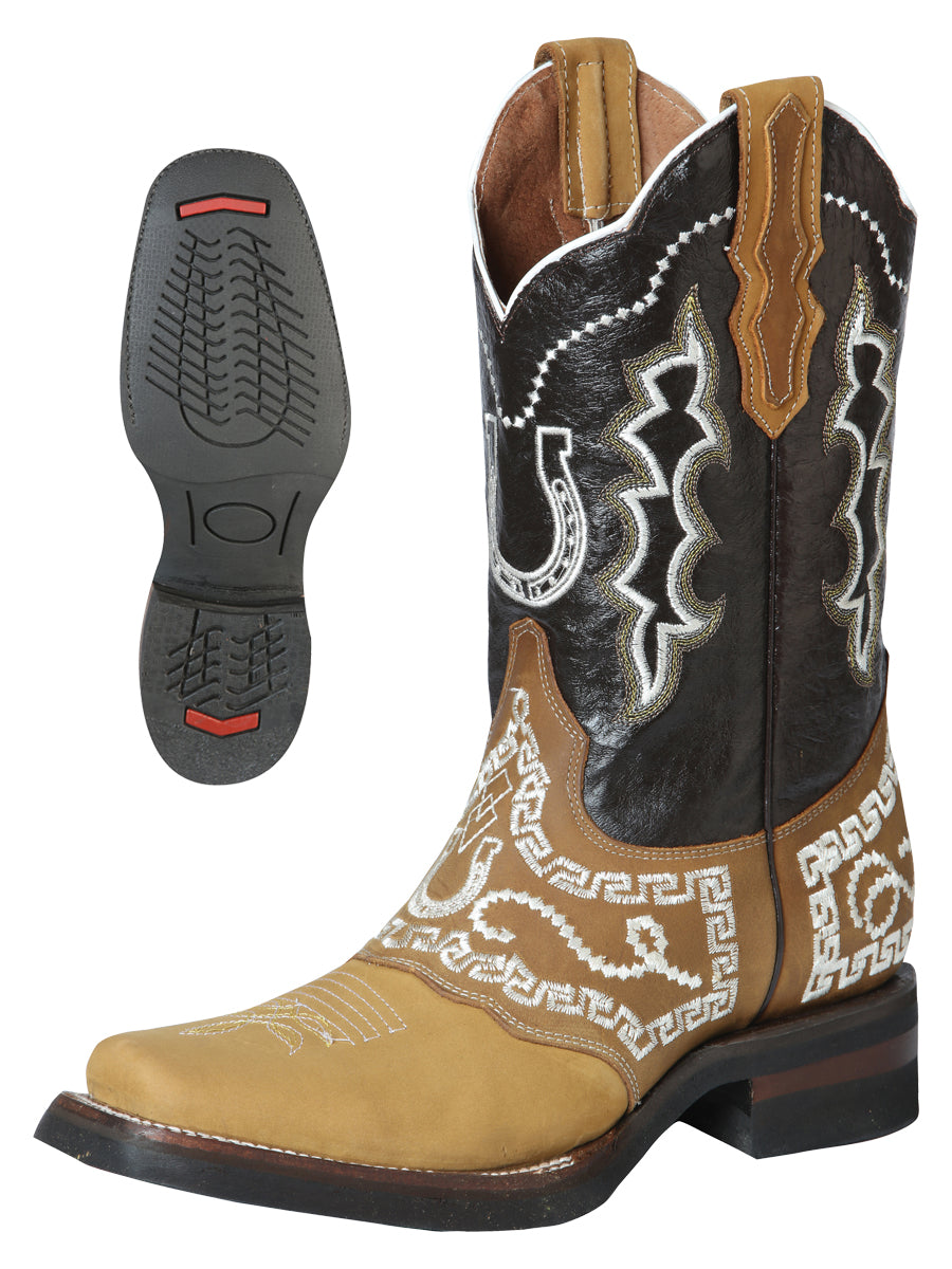 El General Rodeo Boot — Nubuck Honey with Embroidery