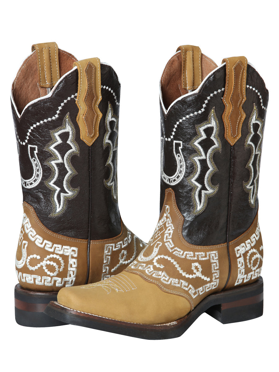 El General Rodeo Boot — Nubuck Honey with Embroidery