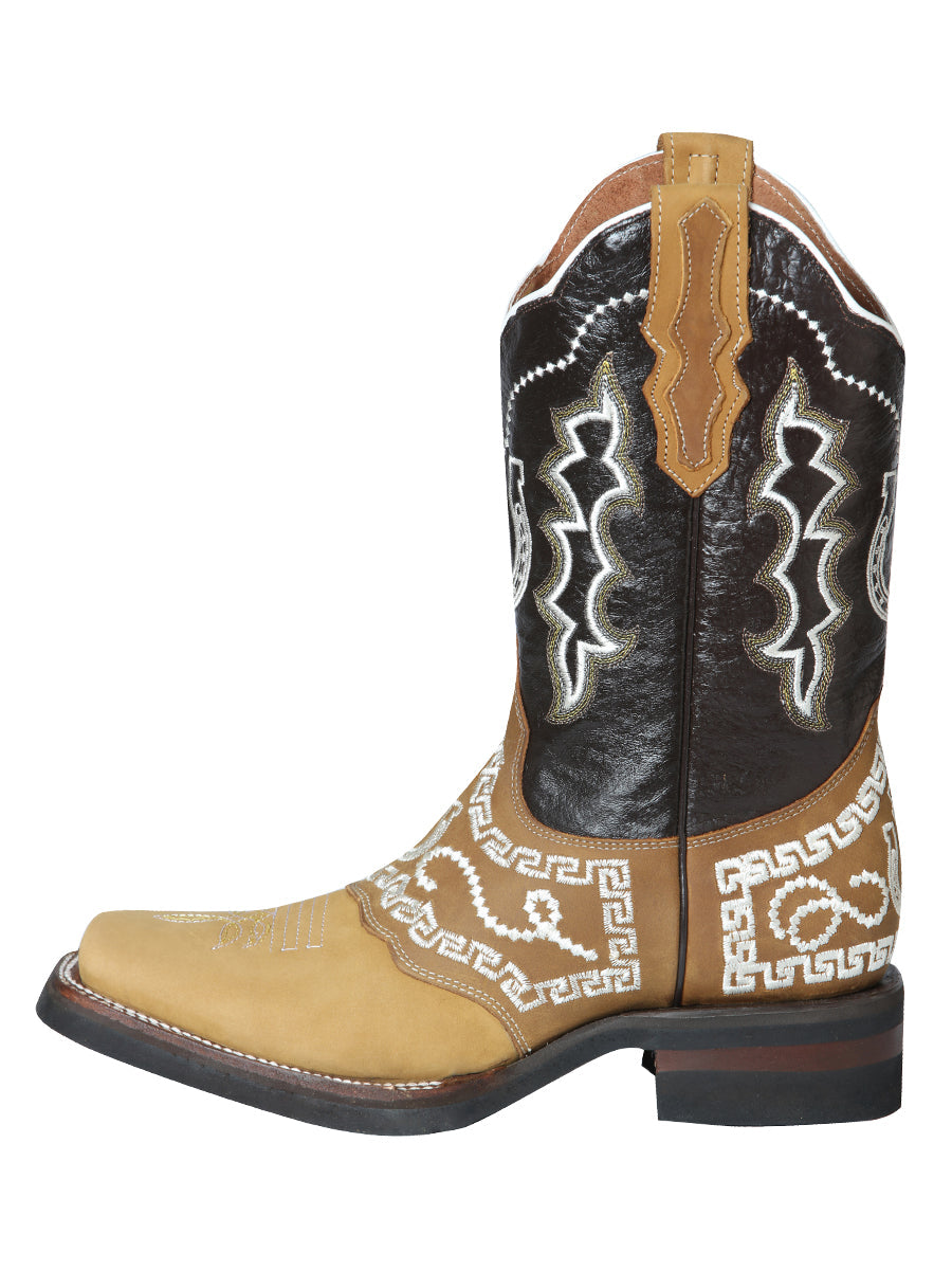 El General Rodeo Boot — Nubuck Honey with Embroidery