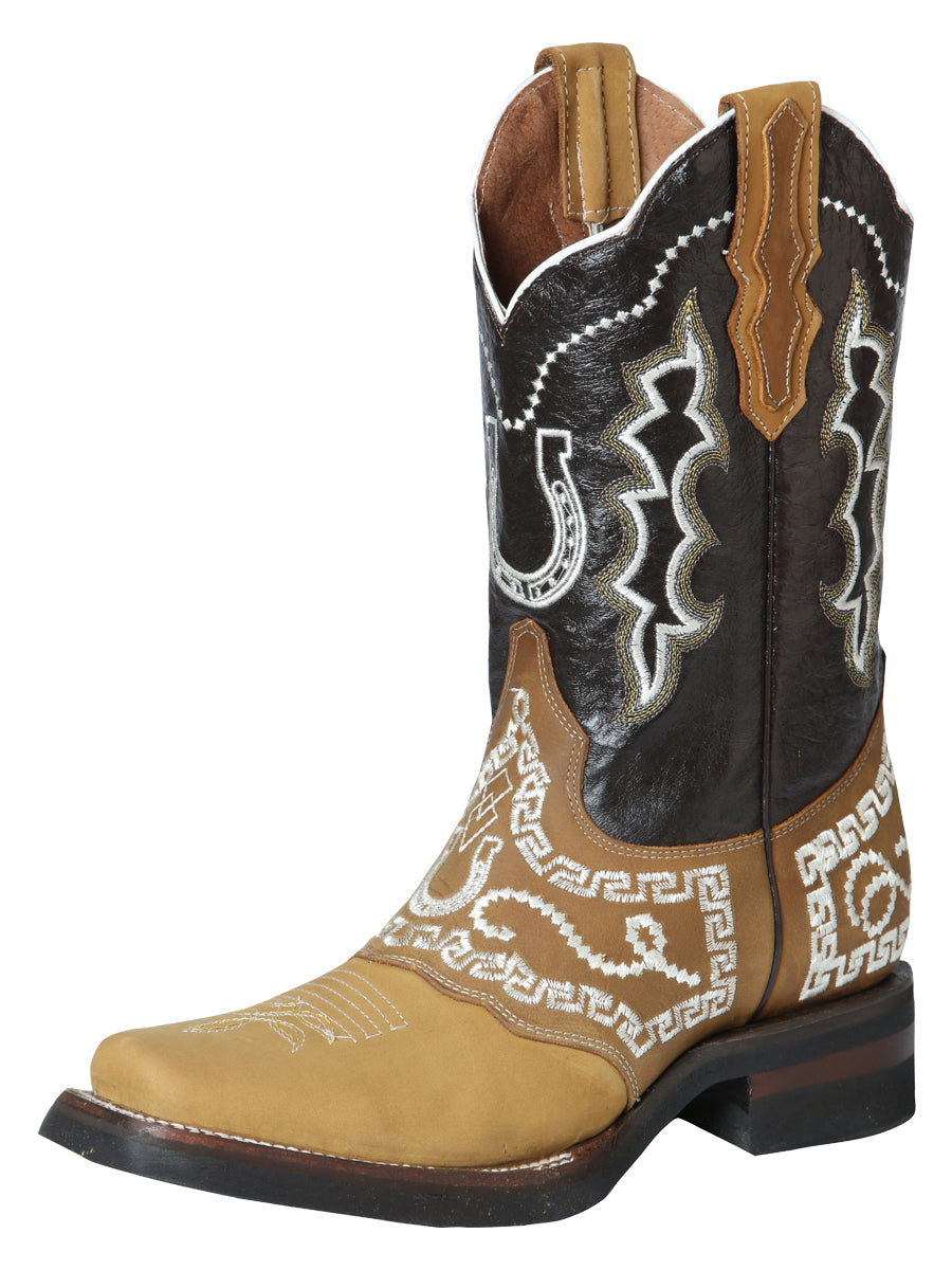 El General Rodeo Boot — Nubuck Honey with Embroidery