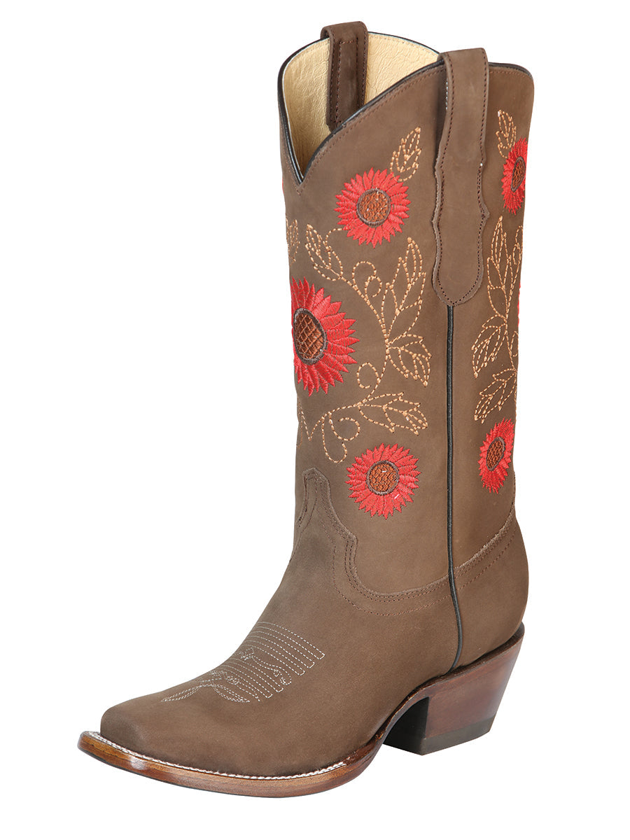 El General Women's Western Boots — Nubuck Leather in Camel