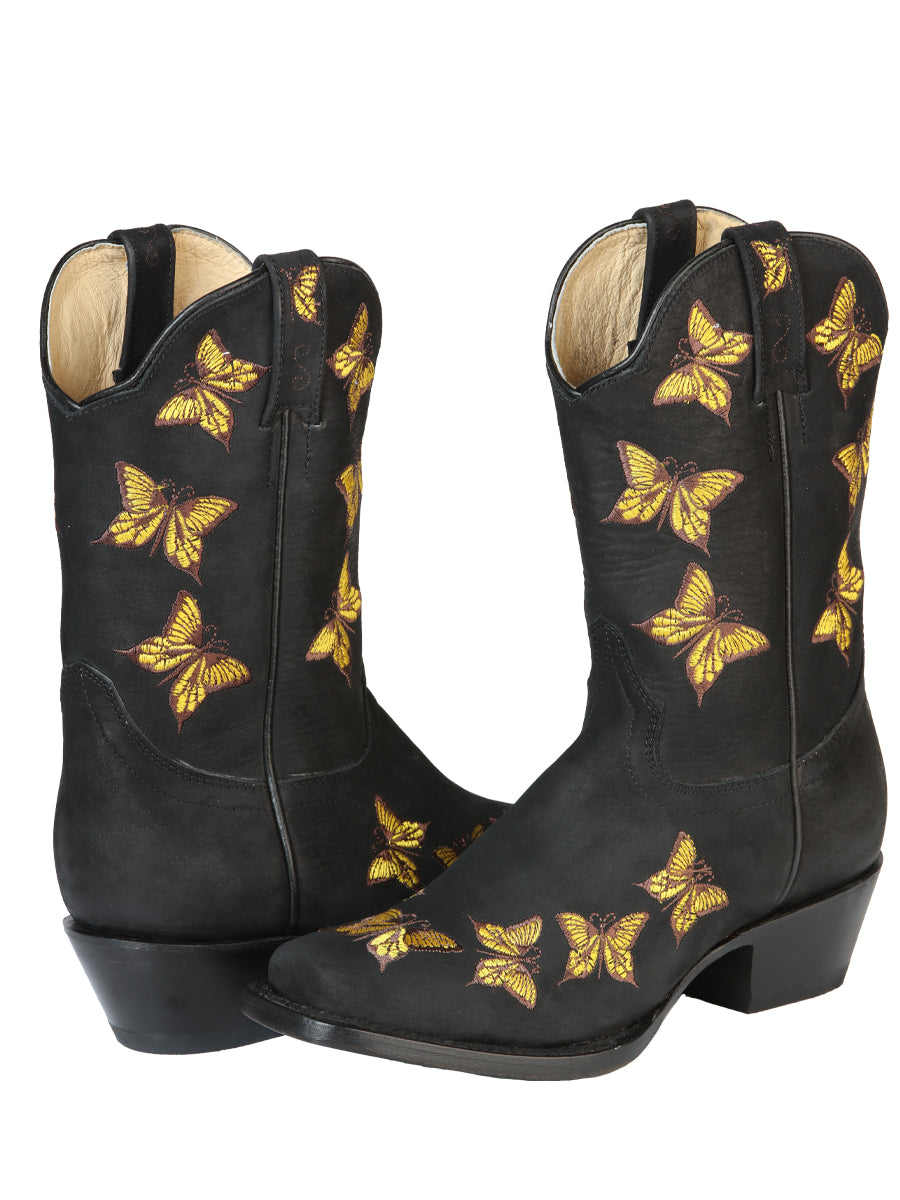 El General Womens Rodeo Boot — Nubuck Black