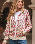 Leopard Zip-Up Hooded Sweatshirt
