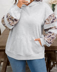 Plus Size Camo Patchwork Asymmetric Sleeve Hoodie