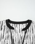 Abstract V-Neck Long Sleeve Blouse