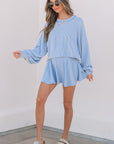 Corded Top and Ruffle Mini Skort Set