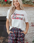 Sylvia Claus Plaid Letter Tee