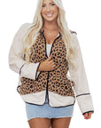 Leopard Star Patchwork Open Front Hooded Jacket