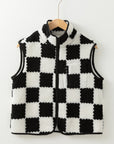 Checker Sherpa Collared Jacket Vest