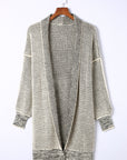Plaid Textured Knitted Open Front Cardigan