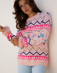 Kayaetta Knit Feather Cuffed Sweater