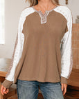 Isabella Lace Contrast Patchwork Long Sleeve Top