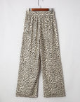 Leopard Drawstring Elastic Waist Straight Leg Pants