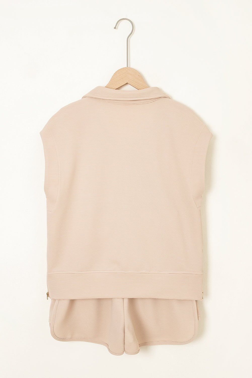 Textured Half-Zip Top &amp; Drawstring Shorts Set