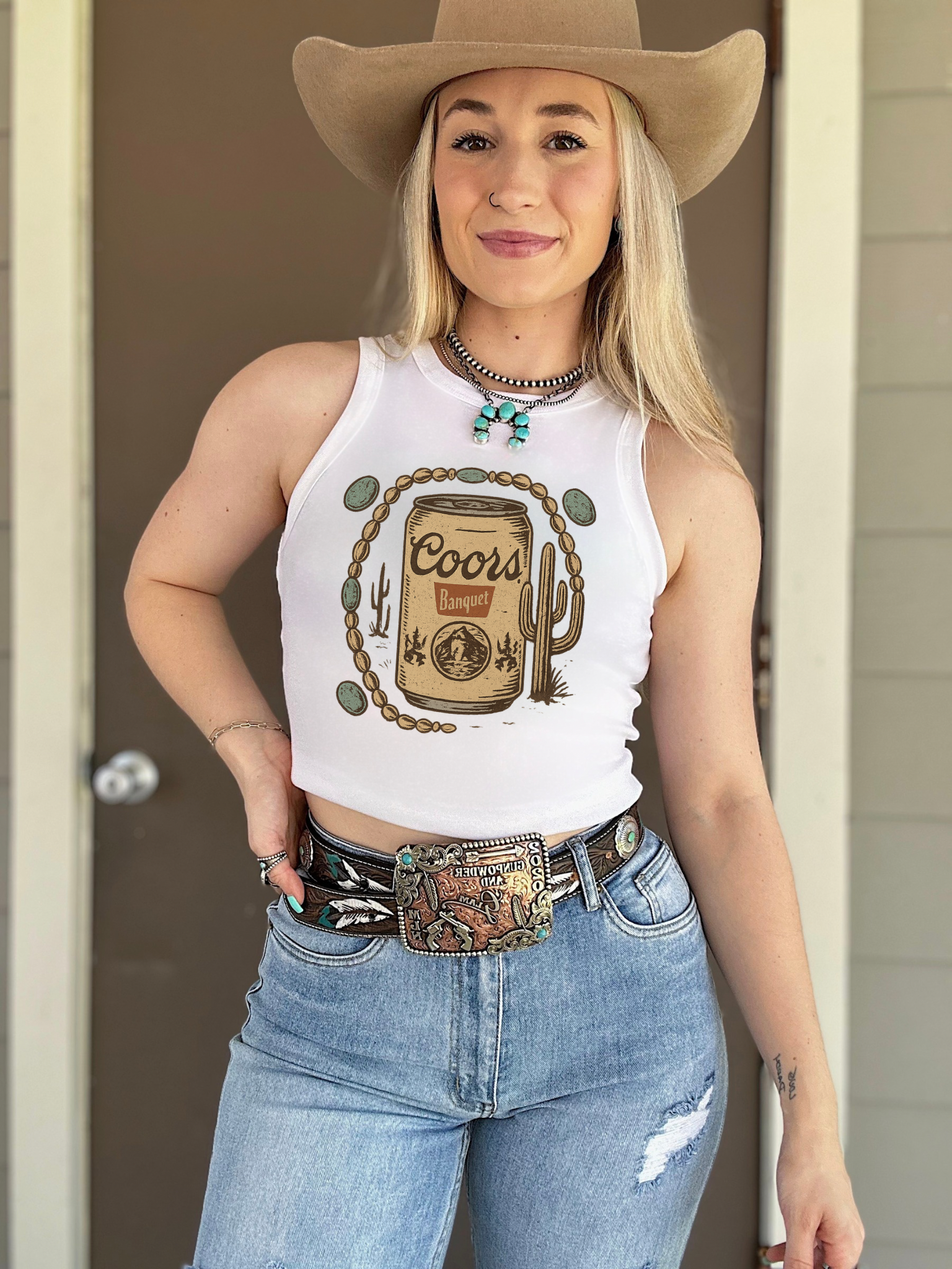 Old School Beer Cropped Tank