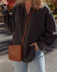 Waffle Knit Patchwork Half Zip Sweatshirt