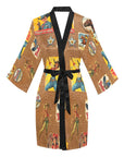 Baha Ranch Vintage Cowgirl Collage Kimono Satin Robe