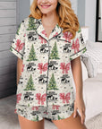 Baha Ranch Praying Cowboy Christmas Cowgirl Western Satin Pajamas Short Set