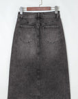 Denim Asymmetrical Distressed Midi Skirt