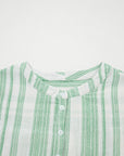 Stripe Half Buttoned Short Sleeve Blouse