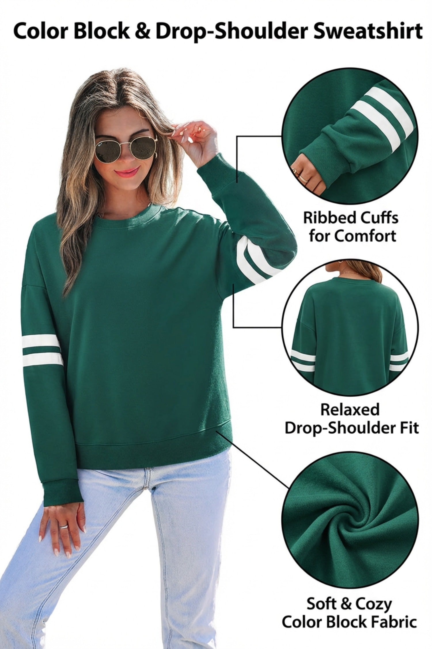 Varsity Stripe Drop Shoulder Oversized Sweatshirt